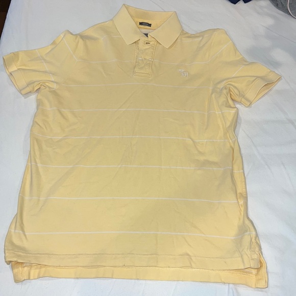 Abercrombie & Fitch Yellow and White Striped Muscle Polo - Picture 5 of 13